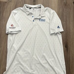 Adidas White Valspar golf tournament Polo with Blue Accents